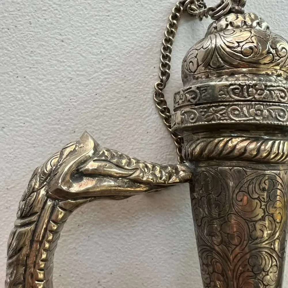 Antique Hand Crafted Repousse Teapot Vessel 8